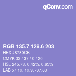 カラーコード: RGB 135.7 128.6 203 | qconv.com