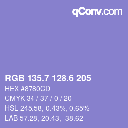 カラーコード: RGB 135.7 128.6 205 | qconv.com