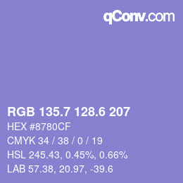 カラーコード: RGB 135.7 128.6 207 | qconv.com