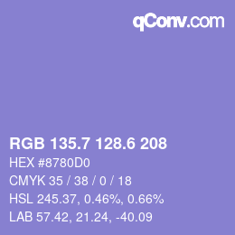 カラーコード: RGB 135.7 128.6 208 | qconv.com