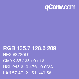 カラーコード: RGB 135.7 128.6 209 | qconv.com