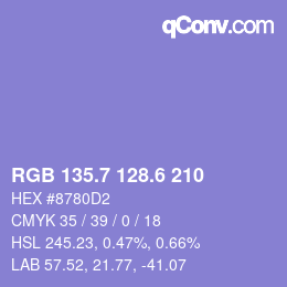 カラーコード: RGB 135.7 128.6 210 | qconv.com