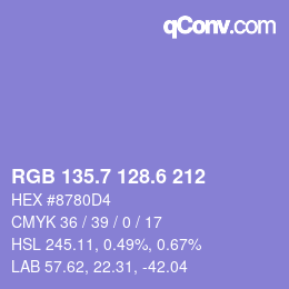 カラーコード: RGB 135.7 128.6 212 | qconv.com