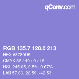 カラーコード: RGB 135.7 128.6 213 | qconv.com
