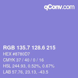 カラーコード: RGB 135.7 128.6 215 | qconv.com