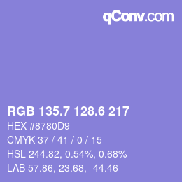 カラーコード: RGB 135.7 128.6 217 | qconv.com