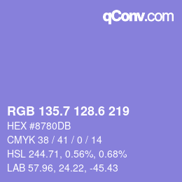 カラーコード: RGB 135.7 128.6 219 | qconv.com