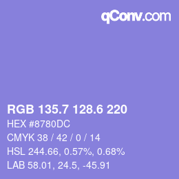 カラーコード: RGB 135.7 128.6 220 | qconv.com