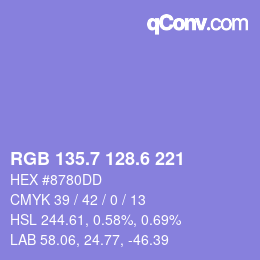 カラーコード: RGB 135.7 128.6 221 | qconv.com