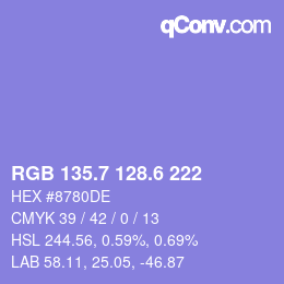 カラーコード: RGB 135.7 128.6 222 | qconv.com