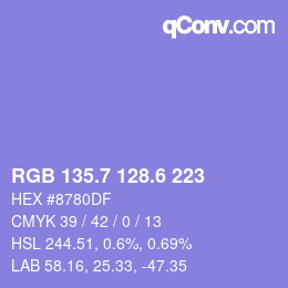 カラーコード: RGB 135.7 128.6 223 | qconv.com