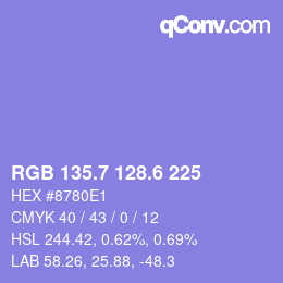 カラーコード: RGB 135.7 128.6 225 | qconv.com