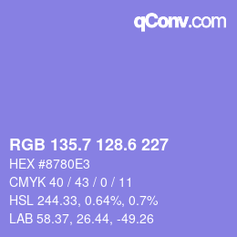 カラーコード: RGB 135.7 128.6 227 | qconv.com