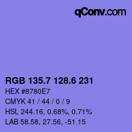 カラーコード: RGB 135.7 128.6 231 | qconv.com