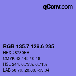 カラーコード: RGB 135.7 128.6 235 | qconv.com