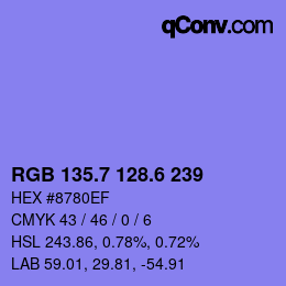 カラーコード: RGB 135.7 128.6 239 | qconv.com