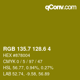 カラーコード: RGB 135.7 128.6 4 | qconv.com