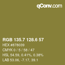 カラーコード: RGB 135.7 128.6 57 | qconv.com