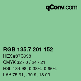カラーコード: RGB 135.7 201 152 | qconv.com