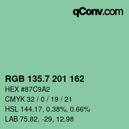 カラーコード: RGB 135.7 201 162 | qconv.com