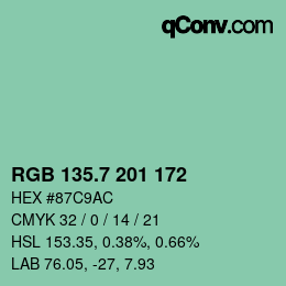 カラーコード: RGB 135.7 201 172 | qconv.com