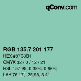カラーコード: RGB 135.7 201 177 | qconv.com