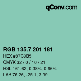 カラーコード: RGB 135.7 201 181 | qconv.com