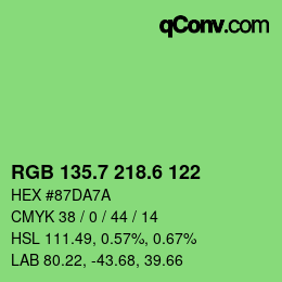カラーコード: RGB 135.7 218.6 122 | qconv.com
