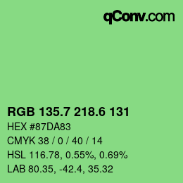 カラーコード: RGB 135.7 218.6 131 | qconv.com