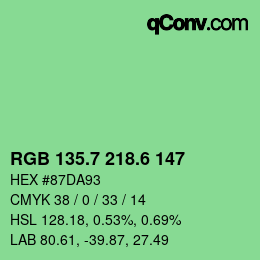 カラーコード: RGB 135.7 218.6 147 | qconv.com