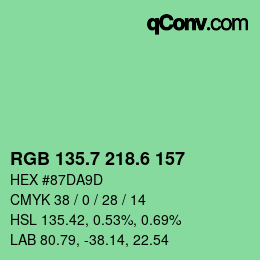 カラーコード: RGB 135.7 218.6 157 | qconv.com