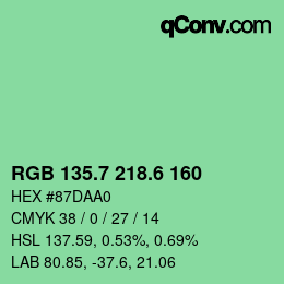カラーコード: RGB 135.7 218.6 160 | qconv.com