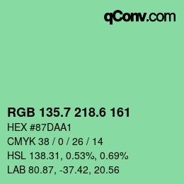 カラーコード: RGB 135.7 218.6 161 | qconv.com