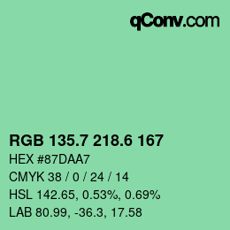カラーコード: RGB 135.7 218.6 167 | qconv.com