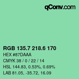 カラーコード: RGB 135.7 218.6 170 | qconv.com