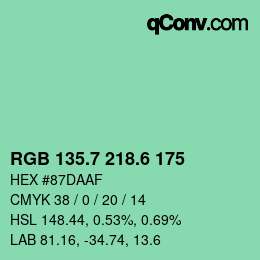 カラーコード: RGB 135.7 218.6 175 | qconv.com