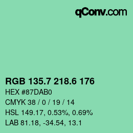 カラーコード: RGB 135.7 218.6 176 | qconv.com