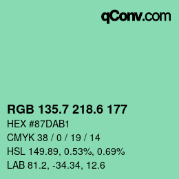 カラーコード: RGB 135.7 218.6 177 | qconv.com