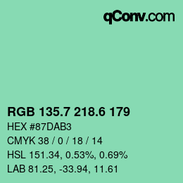 カラーコード: RGB 135.7 218.6 179 | qconv.com