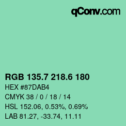 カラーコード: RGB 135.7 218.6 180 | qconv.com