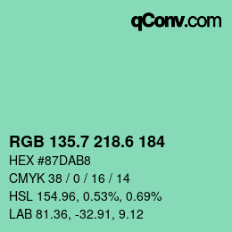 カラーコード: RGB 135.7 218.6 184 | qconv.com