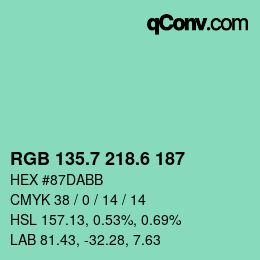 カラーコード: RGB 135.7 218.6 187 | qconv.com
