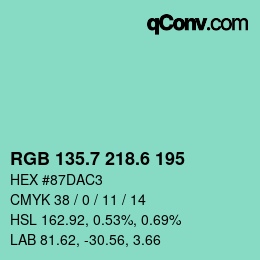 カラーコード: RGB 135.7 218.6 195 | qconv.com