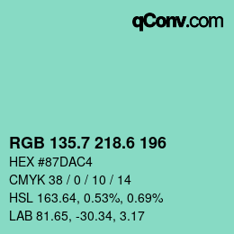 カラーコード: RGB 135.7 218.6 196 | qconv.com