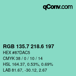 カラーコード: RGB 135.7 218.6 197 | qconv.com