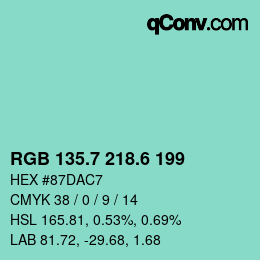 カラーコード: RGB 135.7 218.6 199 | qconv.com