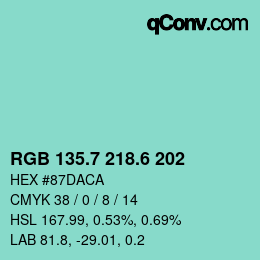 カラーコード: RGB 135.7 218.6 202 | qconv.com