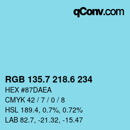 カラーコード: RGB 135.7 218.6 234 | qconv.com