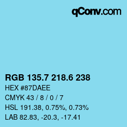 カラーコード: RGB 135.7 218.6 238 | qconv.com