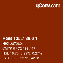 カラーコード: RGB 135.7 38.6 1 | qconv.com